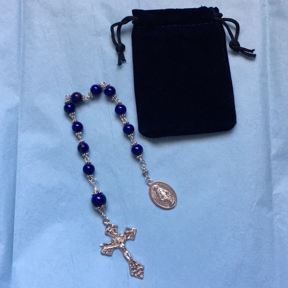 Other - New Blue Marble Pocket Rosary